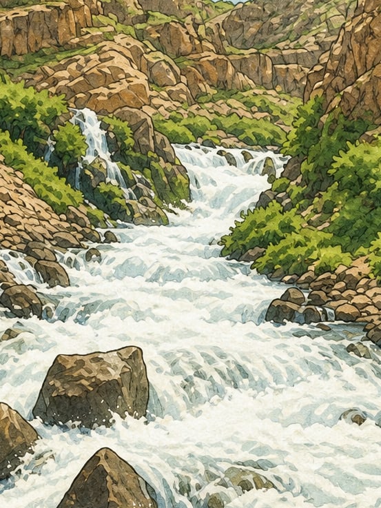 Ilustración: Cascada de Kanispi, Van
