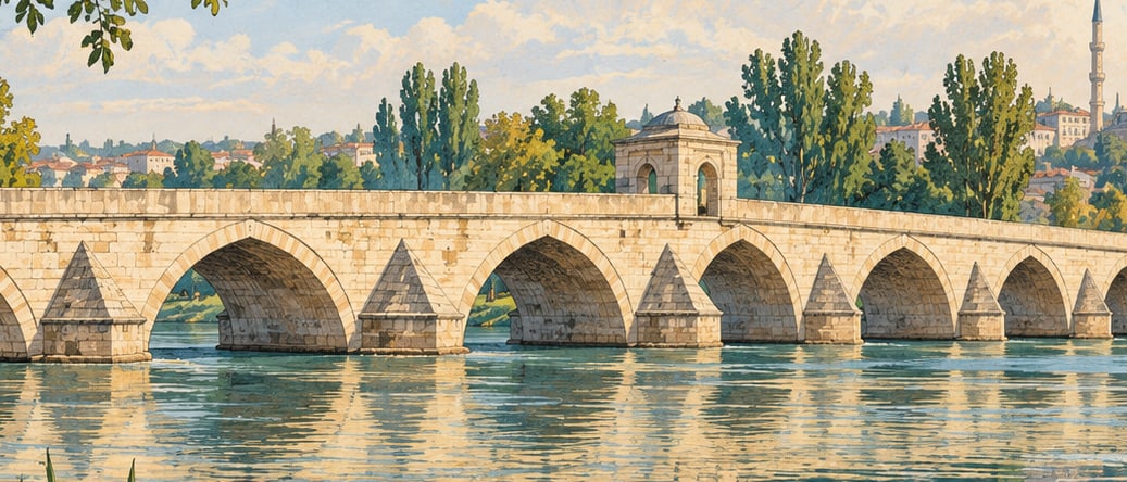 Kanuni Bridge çizimi, Edirne