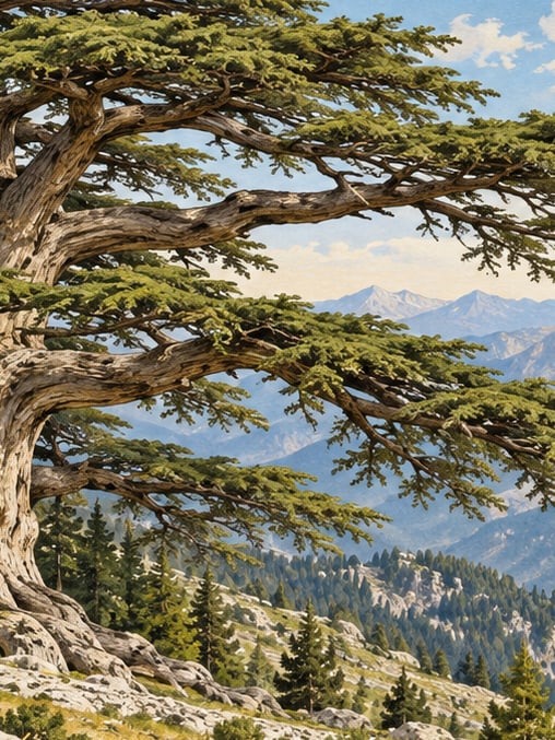 Ilustración: Monumento natural del Cedro del Tauro III de Kapıderesi, Isparta