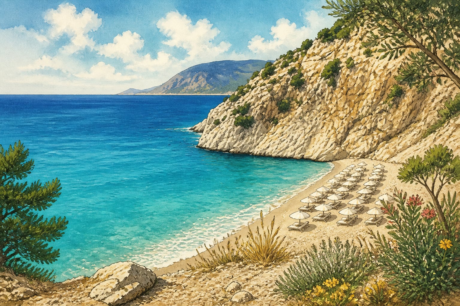 Kaputaş Beach çizimi, Antalya
