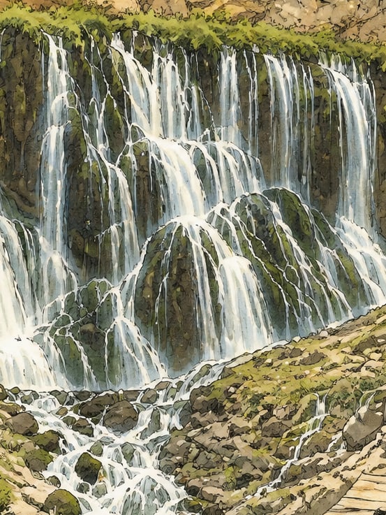 Ilustración: Cascadas de Kapuzbaşı, Kayseri
