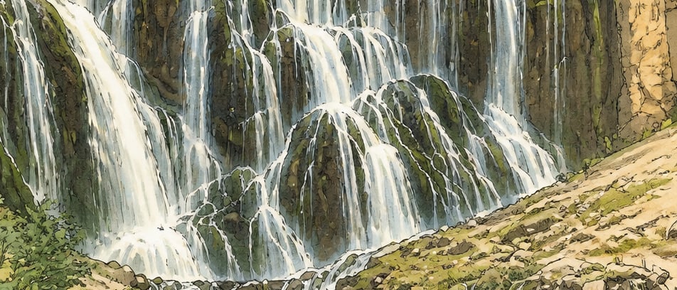Kapuzbaşı Waterfalls çizimi, Kayseri