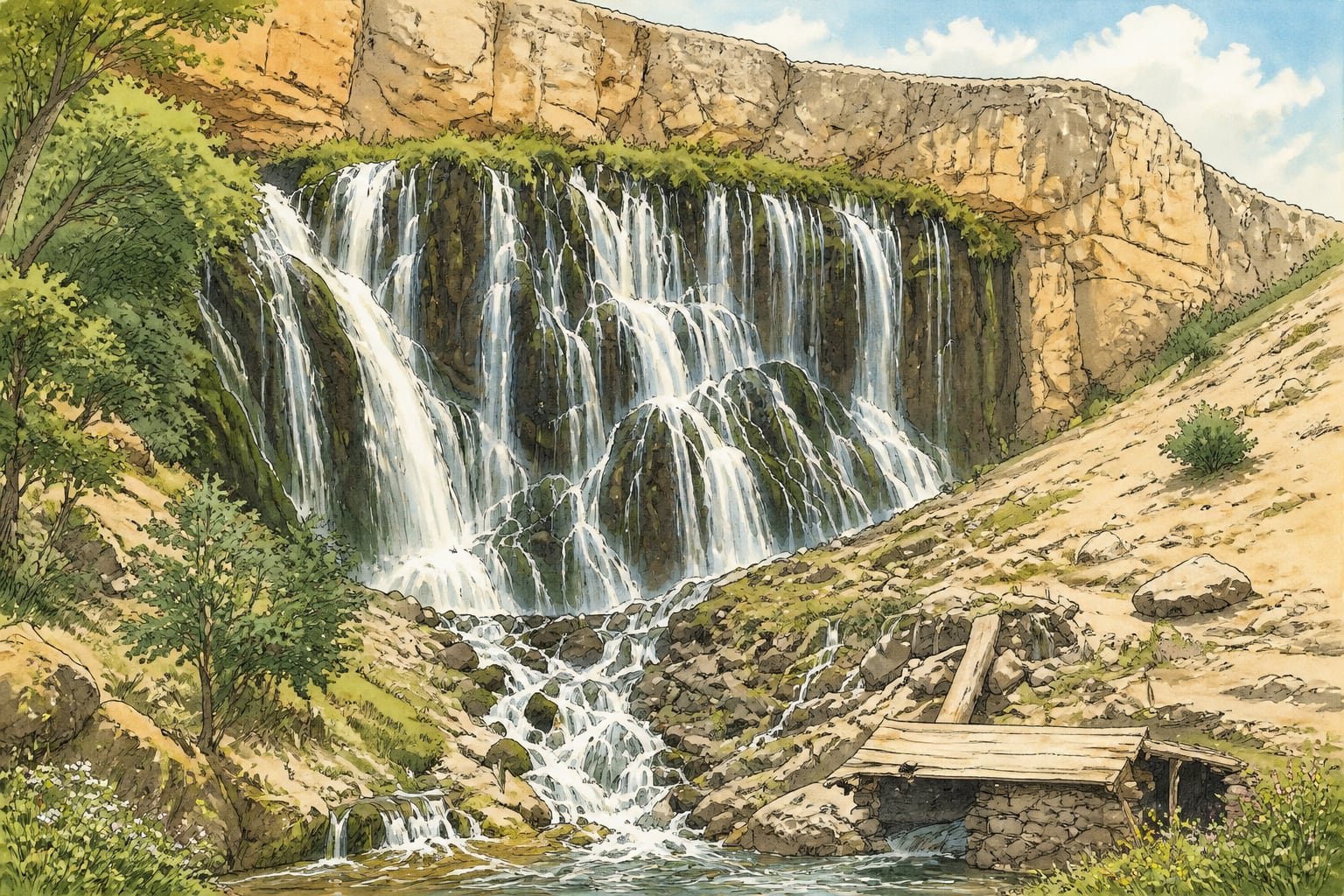 Kapuzbaşı Waterfalls çizimi, Kayseri