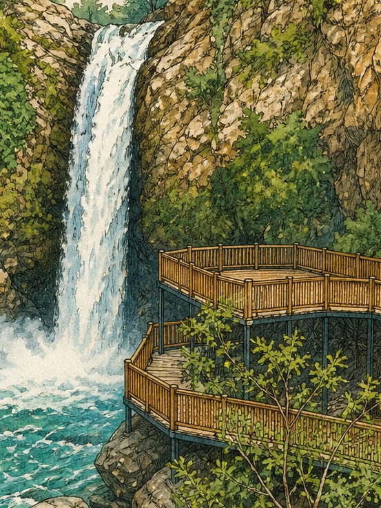 Ilustración: Cascada y zona recreativa de Karaçay, Osmaniye