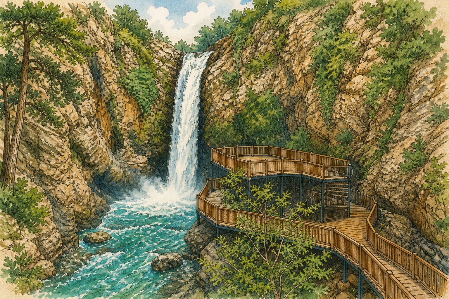 Karaçay Waterfall and Recreation Area çizimi, Osmaniye