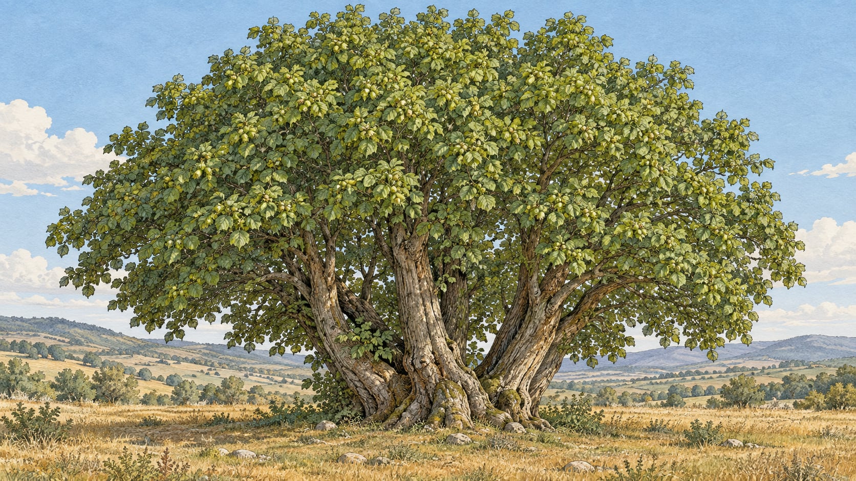 Karageyikli Turkish Hazel Natural Monument çizimi, Eskişehir
