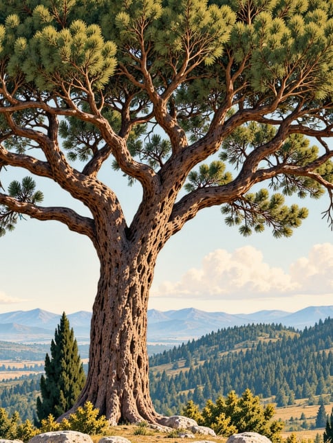 Ilustración: Monumento Natural del pino silvestre de la meseta de Karagöl, Sakarya