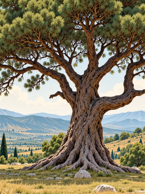 Ilustración: Cedro natural de la aldea de Karamık, Antalya