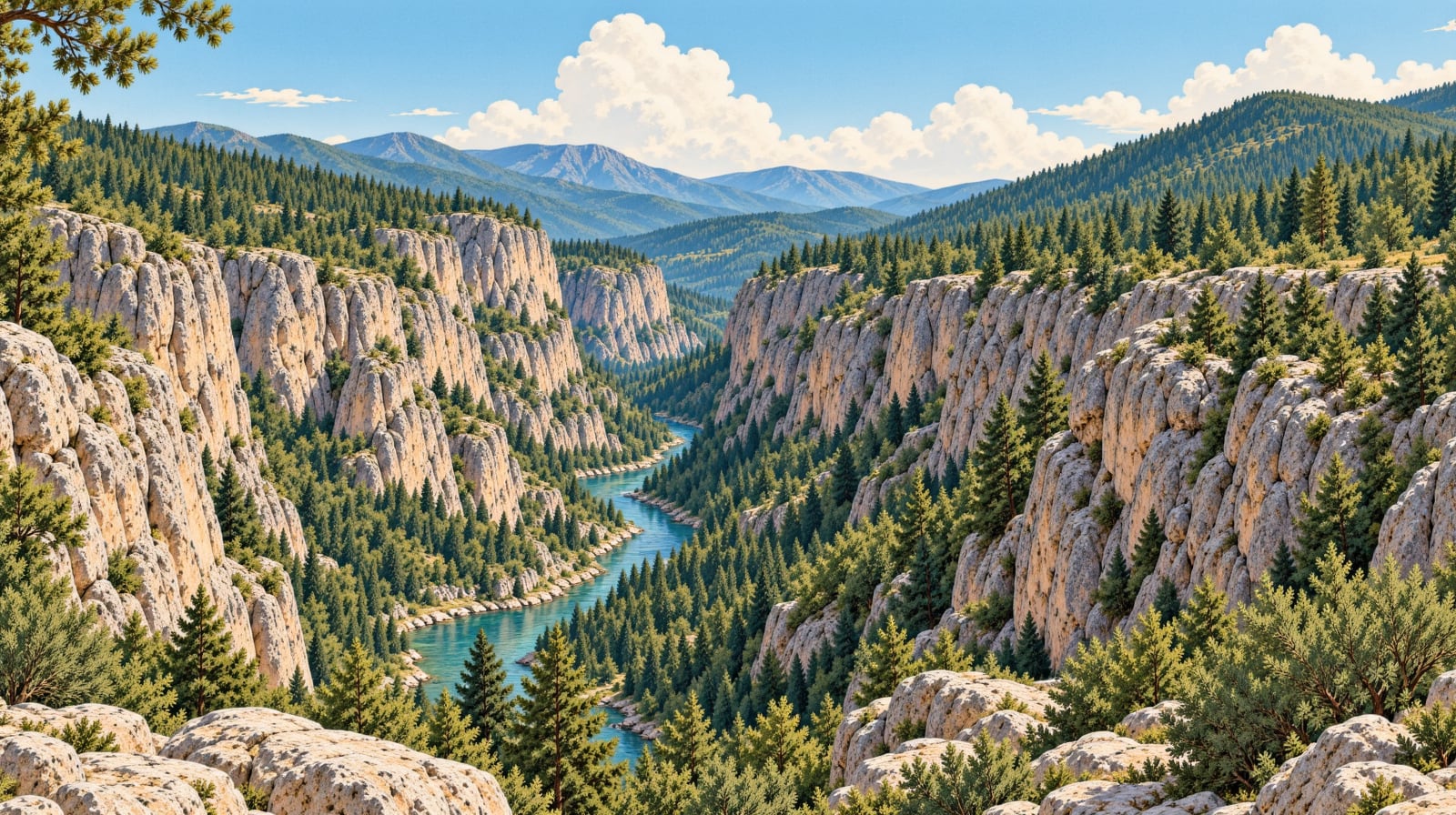 Karanlıkdere Canyon Nature Park çizimi, Burdur