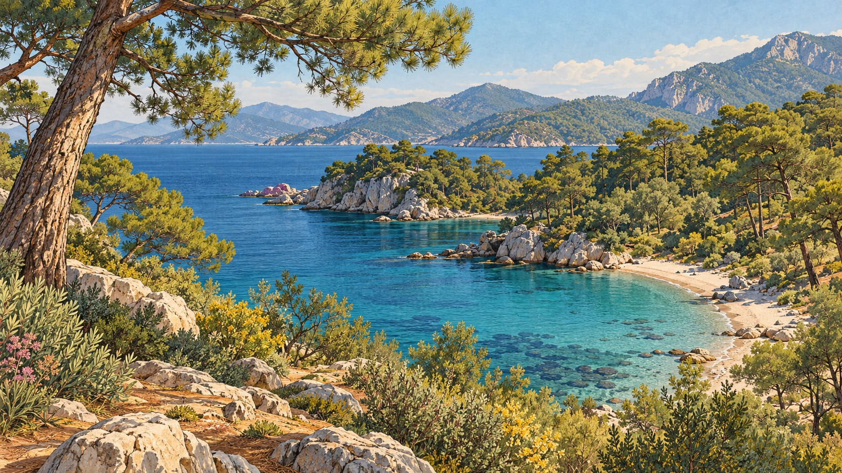 Katrancı Bay Nature Park çizimi, Muğla