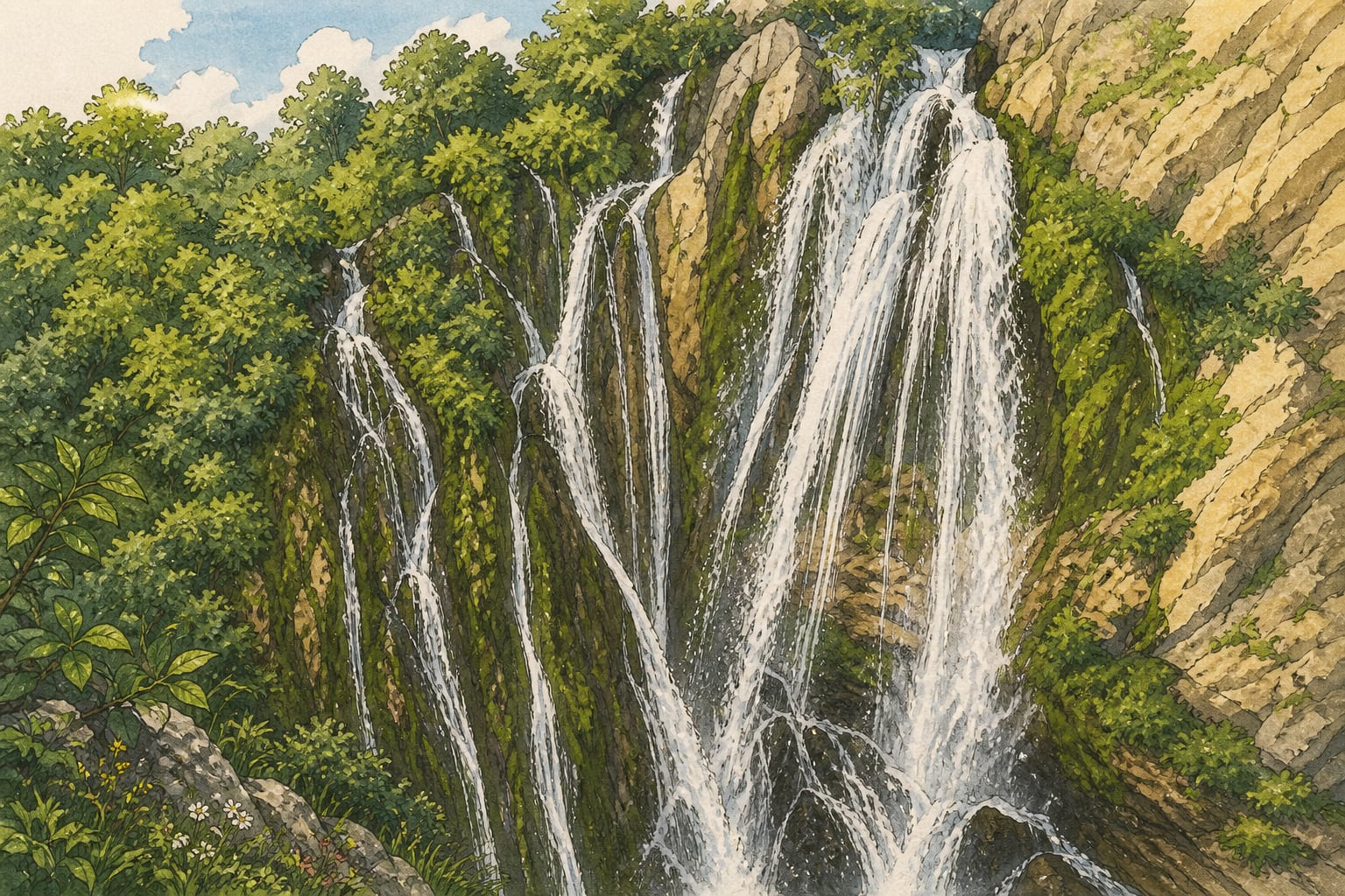Kaval Waterfall çizimi, Hakkari