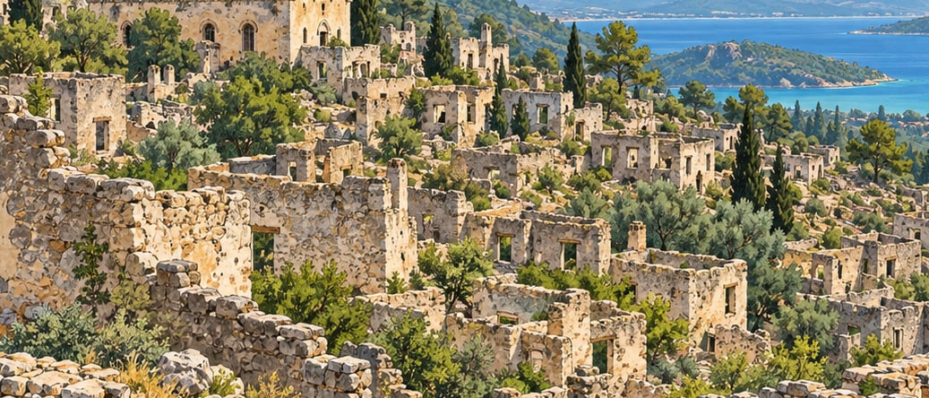 Kayaköy Archaeological Site çizimi, Muğla