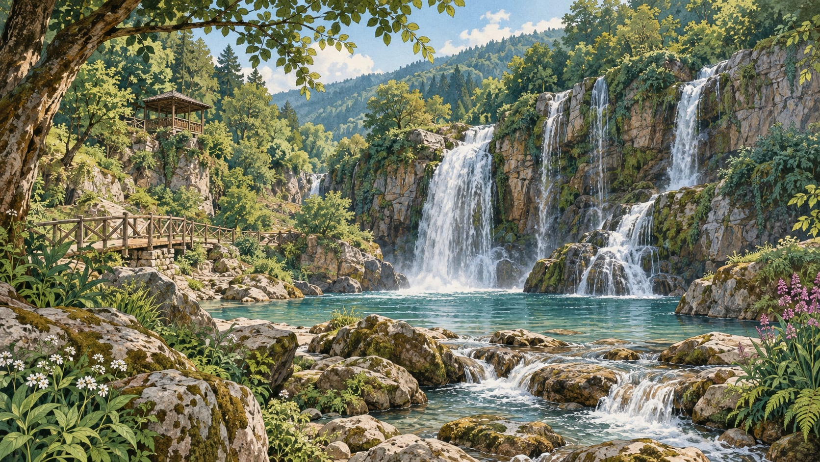 Kayalıdere Waterfalls Nature Park çizimi, Zonguldak