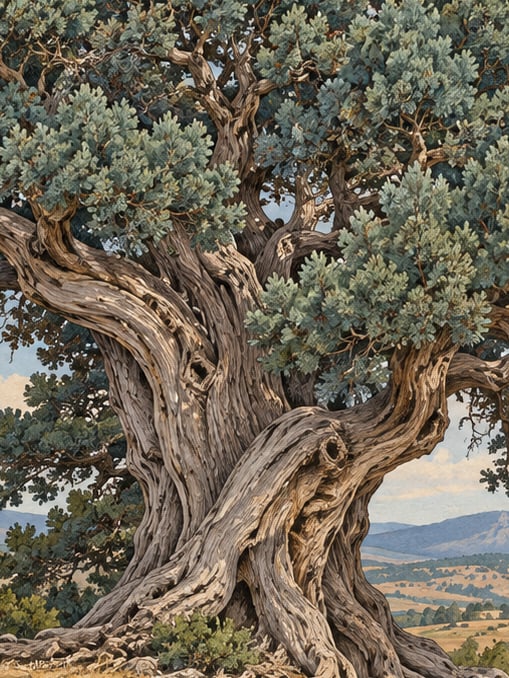 Ilustración: Monumento Natural del enebro de Kayı, Eskişehir