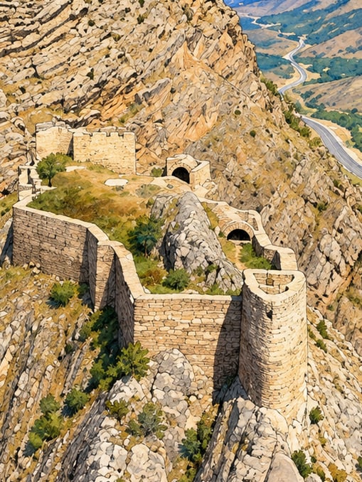 Zeichnung: Burg Keçi, Gümüşhane
