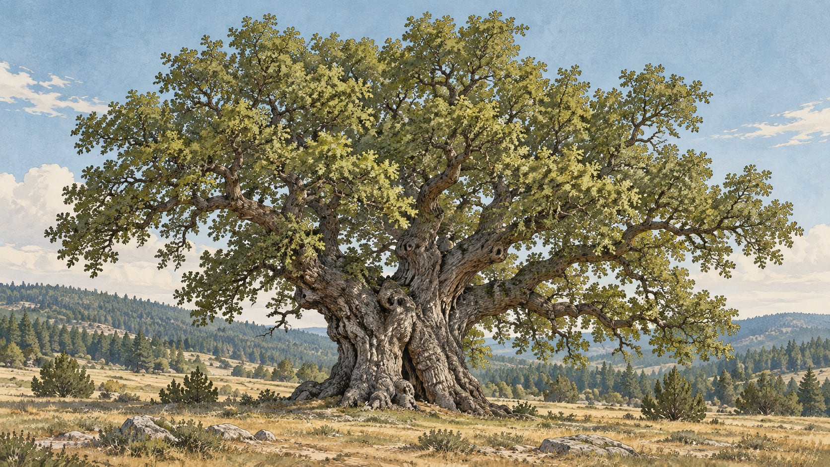Kepez Saçlı Oak Natural Monument çizimi, Eskişehir