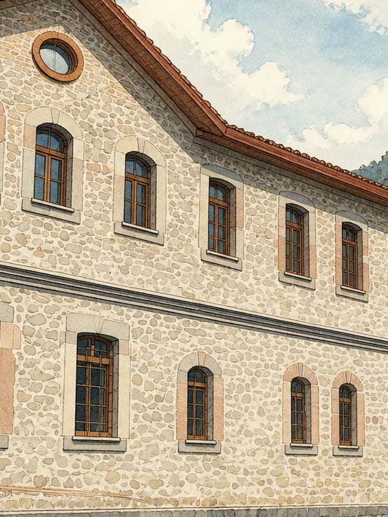 Zeichnung: Kirchen-Kaufmanns-Karawanserei, Bolu