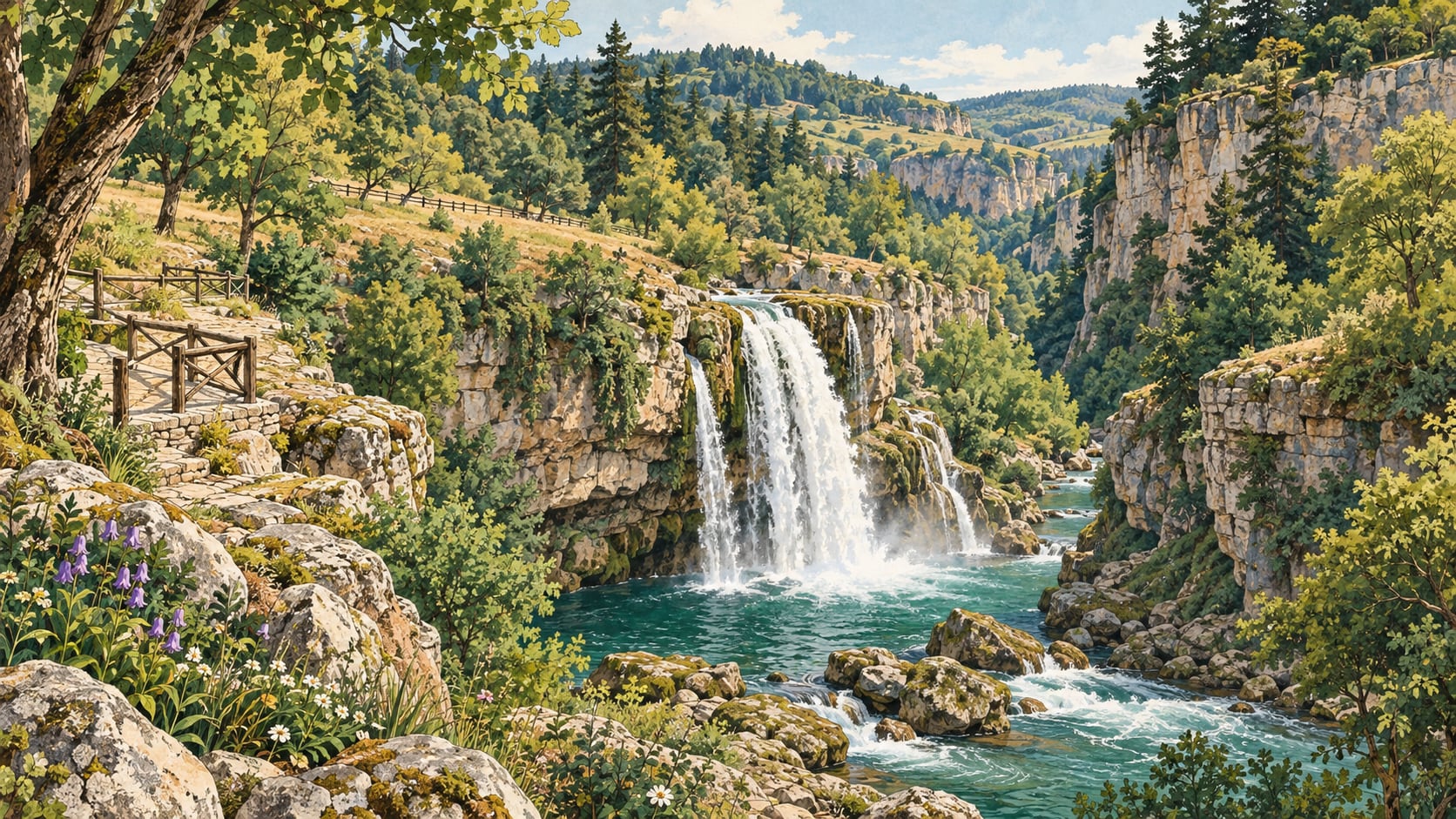 Kınık Waterfall Nature Park çizimi, Bilecik