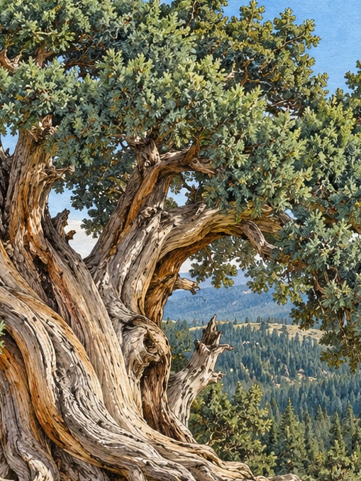 Zeichnung: Naturdenkmal Wacholder von Kirani Evliya, Gümüşhane