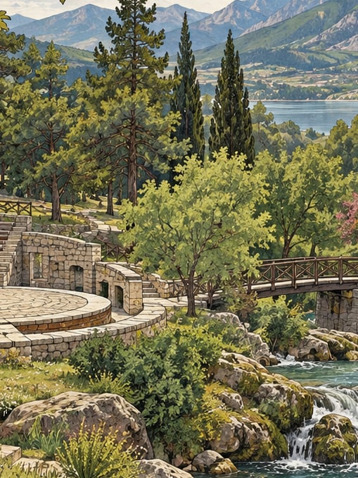 Zeichnung: Erholungsgebiet Kirazlıdere und Gökçay, Isparta