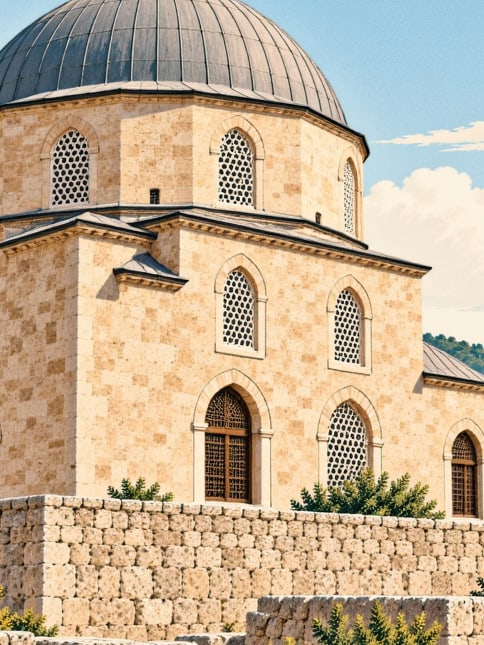 Zeichnung: Kırıkminare-Moschee / Freitagsmoschee, Isparta