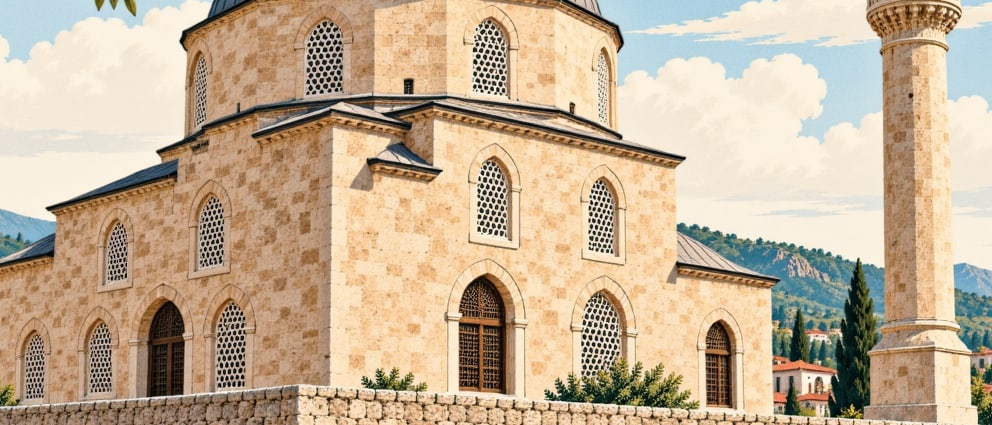 Kırıkminare Mosque / Cuma Mosque çizimi, Isparta