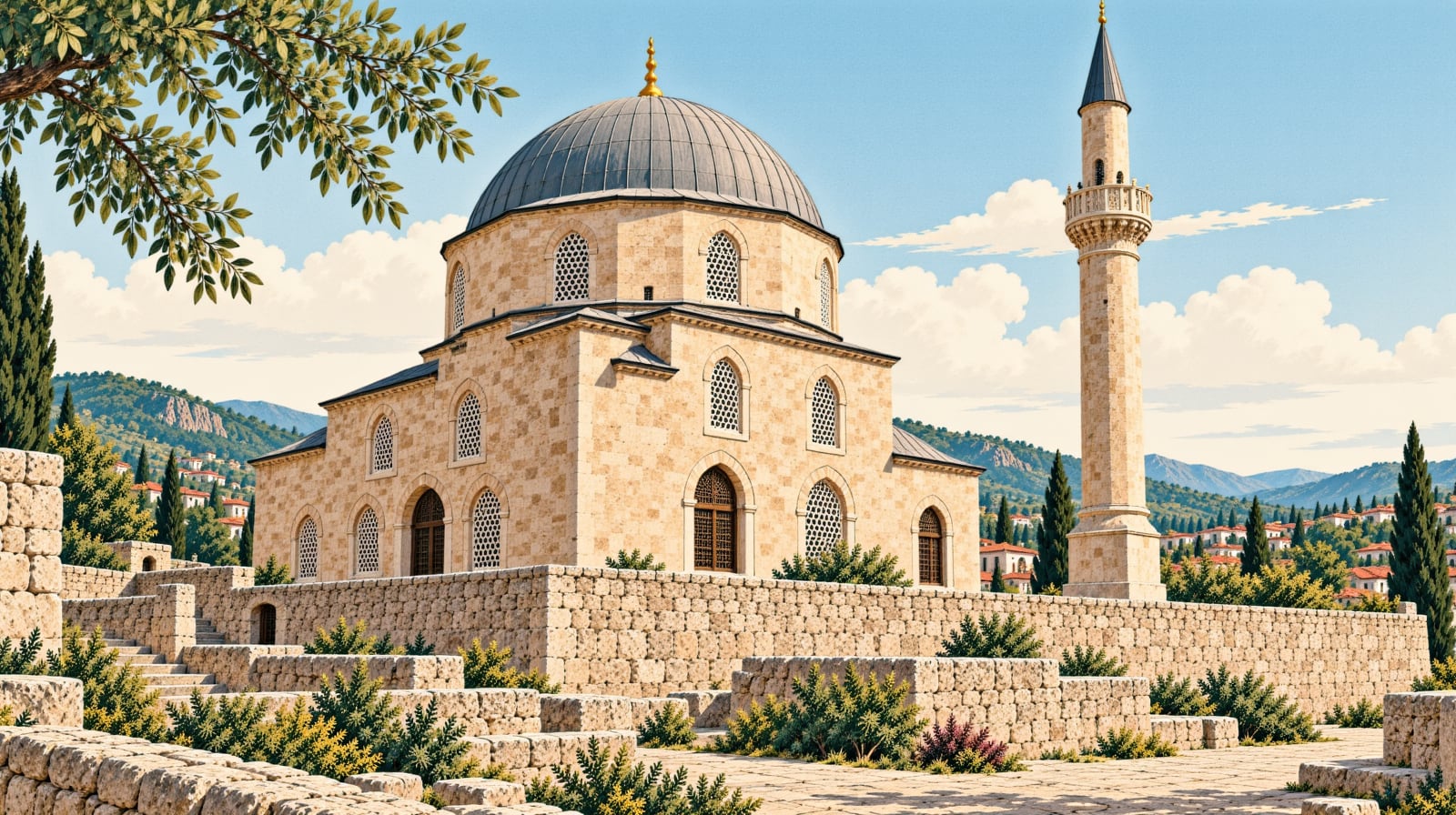 Kırıkminare Mosque / Cuma Mosque çizimi, Isparta