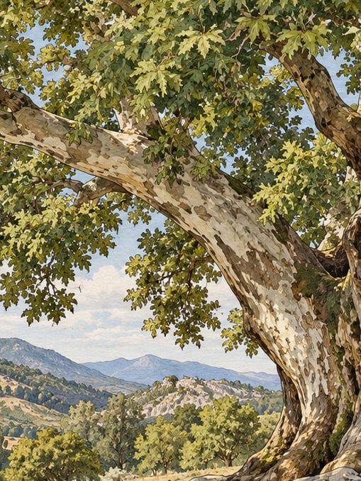 Zeichnung: Naturdenkmal Platane im Dorf Kırıntı, Isparta
