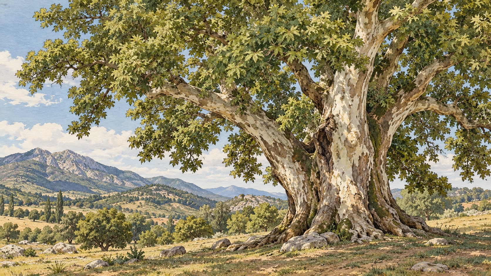 Kırıntı Village Plane Tree Natural Monument çizimi, Isparta
