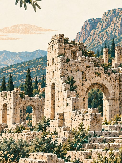 Zeichnung: Antike Stadt Kitanaura, Antalya