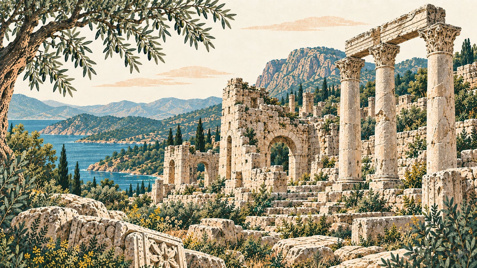 Kitanaura Ancient City çizimi, Antalya