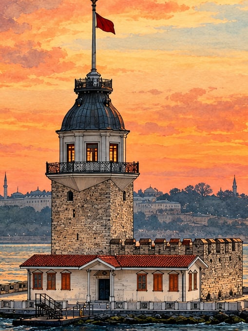 Maiden's Tower çizimi, İstanbul