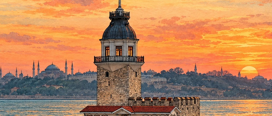 Maiden's Tower çizimi, İstanbul