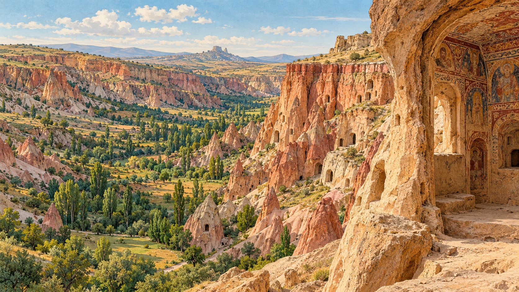 Kızılçukur Valley çizimi, Nevşehir