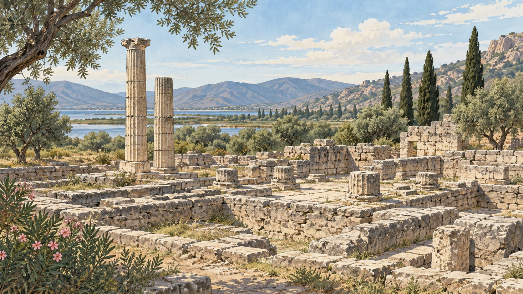 Klaros Archaeological Site çizimi, İzmir