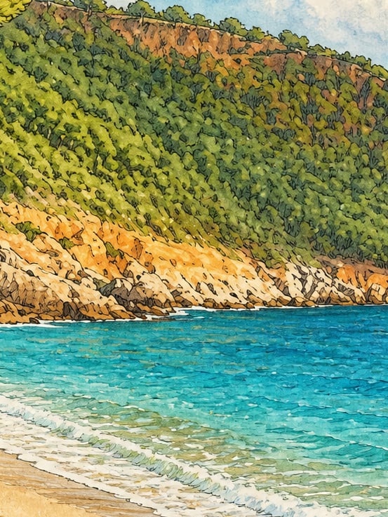 Zeichnung: Kleopatra Plajı, Antalya