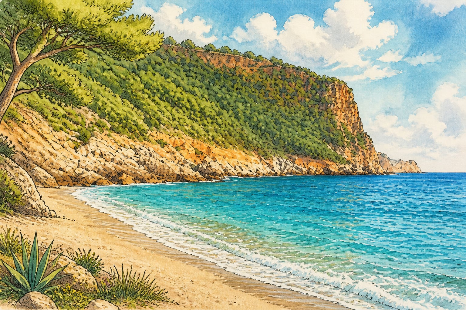 Kleopatra Beach çizimi, Antalya