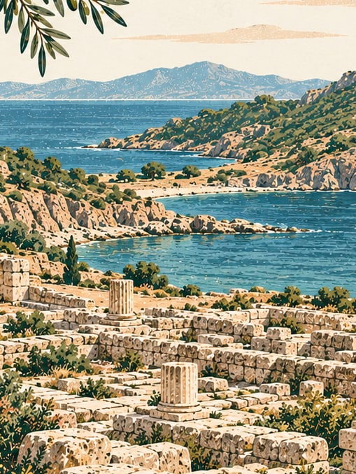Zeichnung: Ausgrabungsstätte Knidos, Muğla