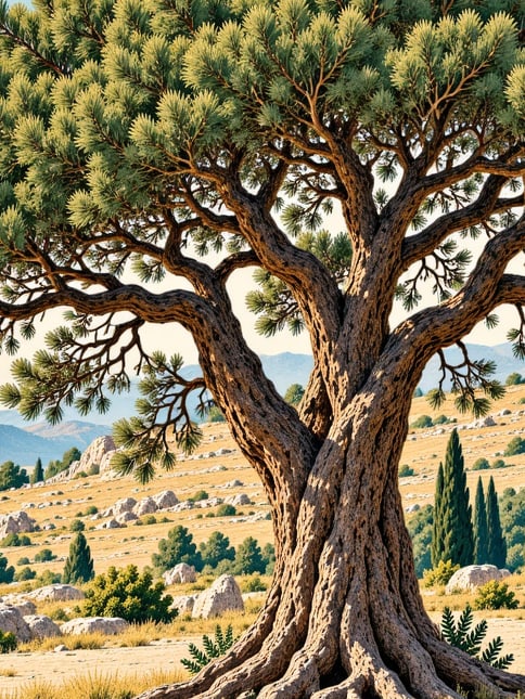 Zeichnung: Naturdenkmal Koca-Zeder, Antalya