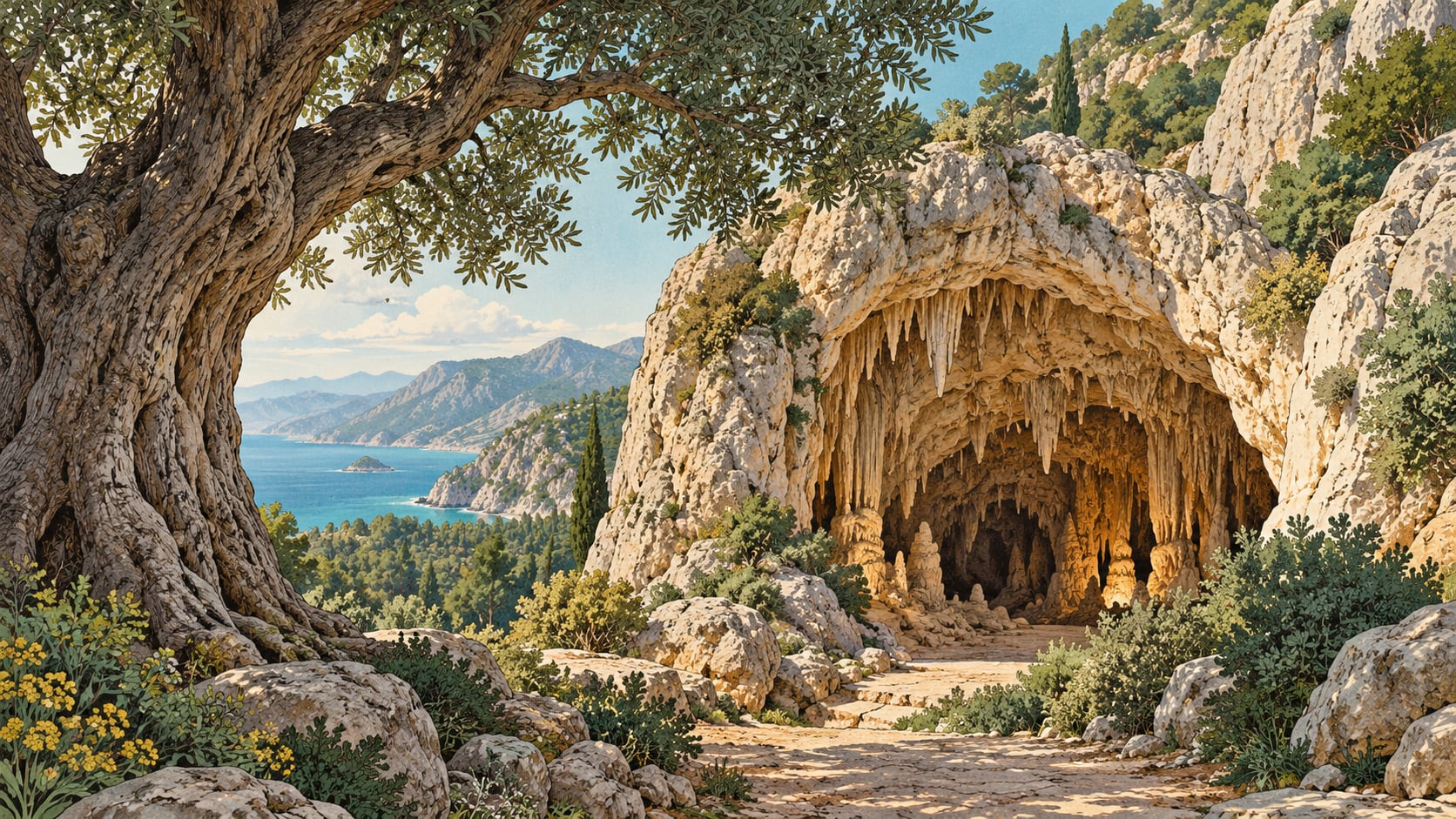 Kocain Cave Natural Monument çizimi, Antalya
