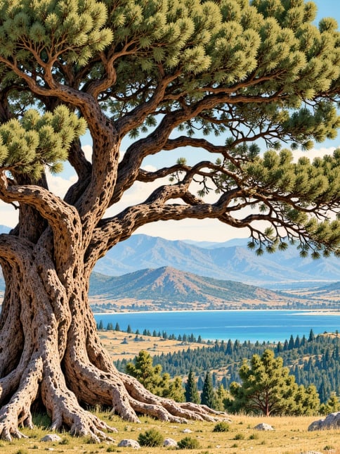 Zeichnung: Naturdenkmal Kocakatran-Libanonzeder, Antalya
