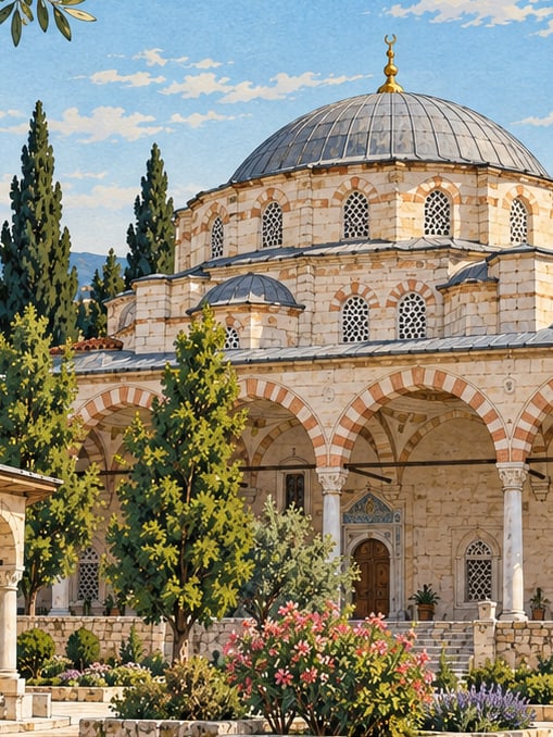 Zeichnung: Cihanzade-Mustafa-Moschee in Koçarlı, Aydın