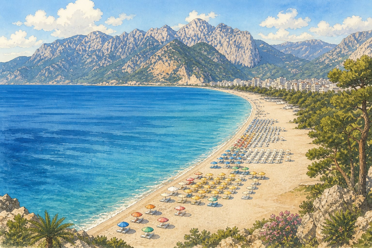 Konyaaltı Beach çizimi, Antalya