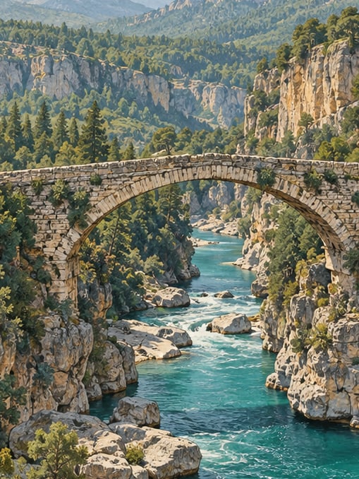 Zeichnung: Köprülü-Canyon-Nationalpark, Antalya