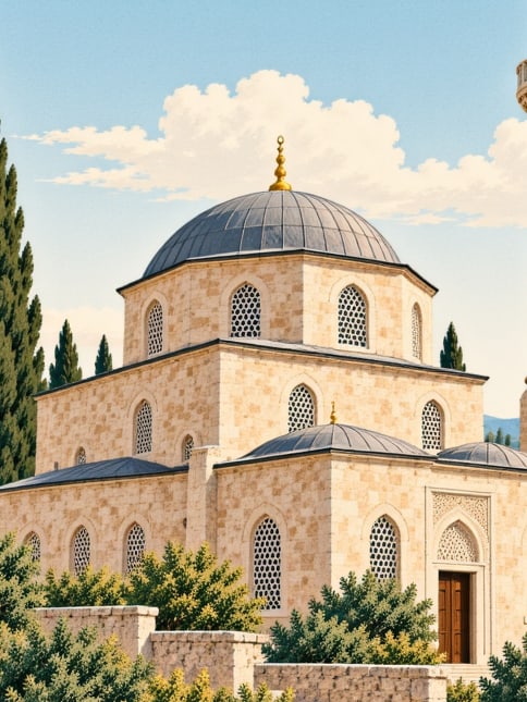 Zeichnung: Yünören-Moschee in Korkut, Muş