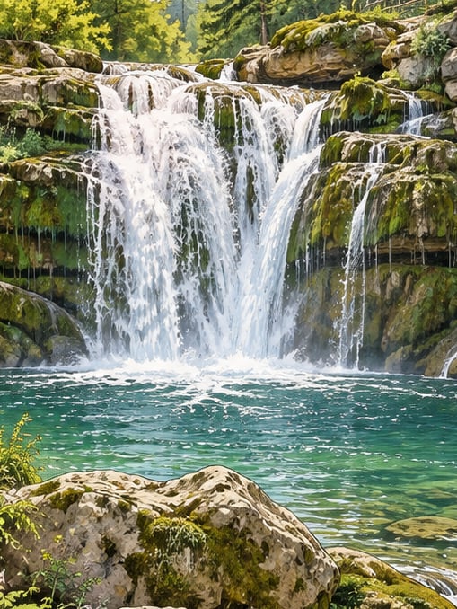 Zeichnung: Köroğlu-Wasserfall, Bolu