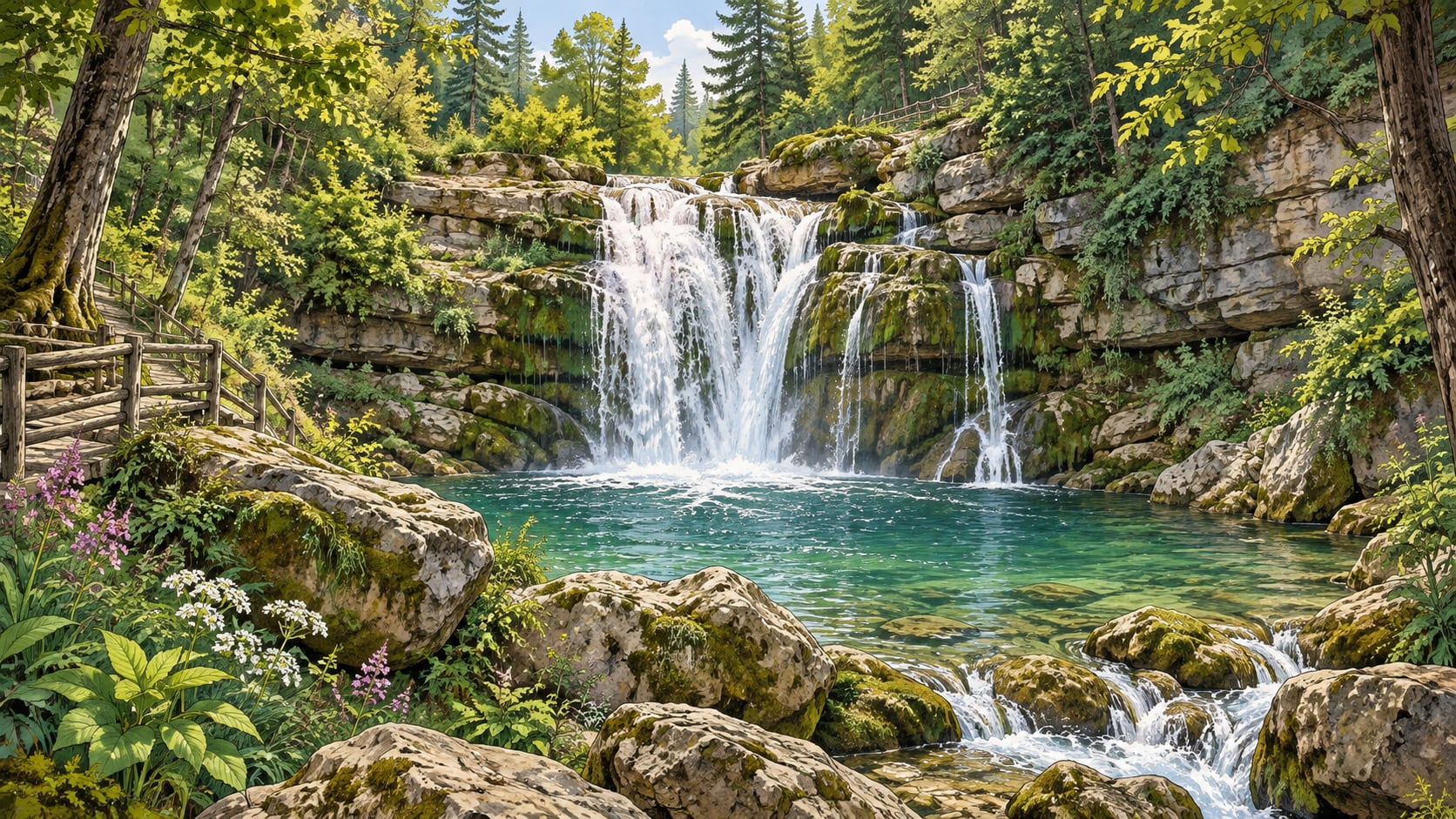 Köroğlu Waterfall çizimi, Bolu