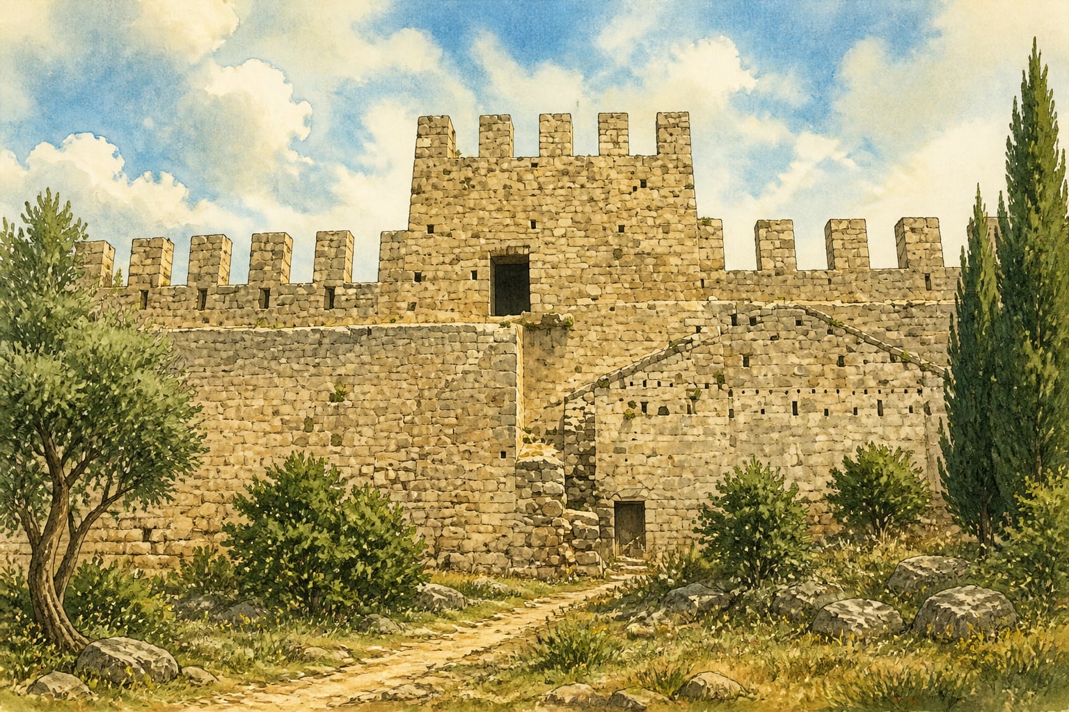Körteke Castle çizimi, Aydın