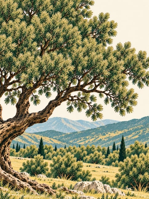 Zeichnung: Naturdenkmal Koruluk-Kermeseiche I, Afyonkarahisar