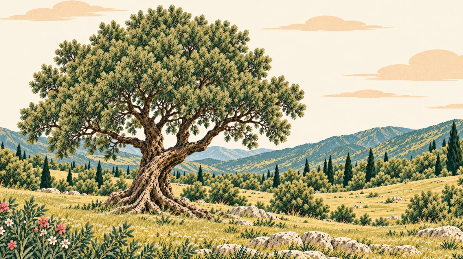 Koruluk Kermes Oak I Natural Monument çizimi, Afyonkarahisar